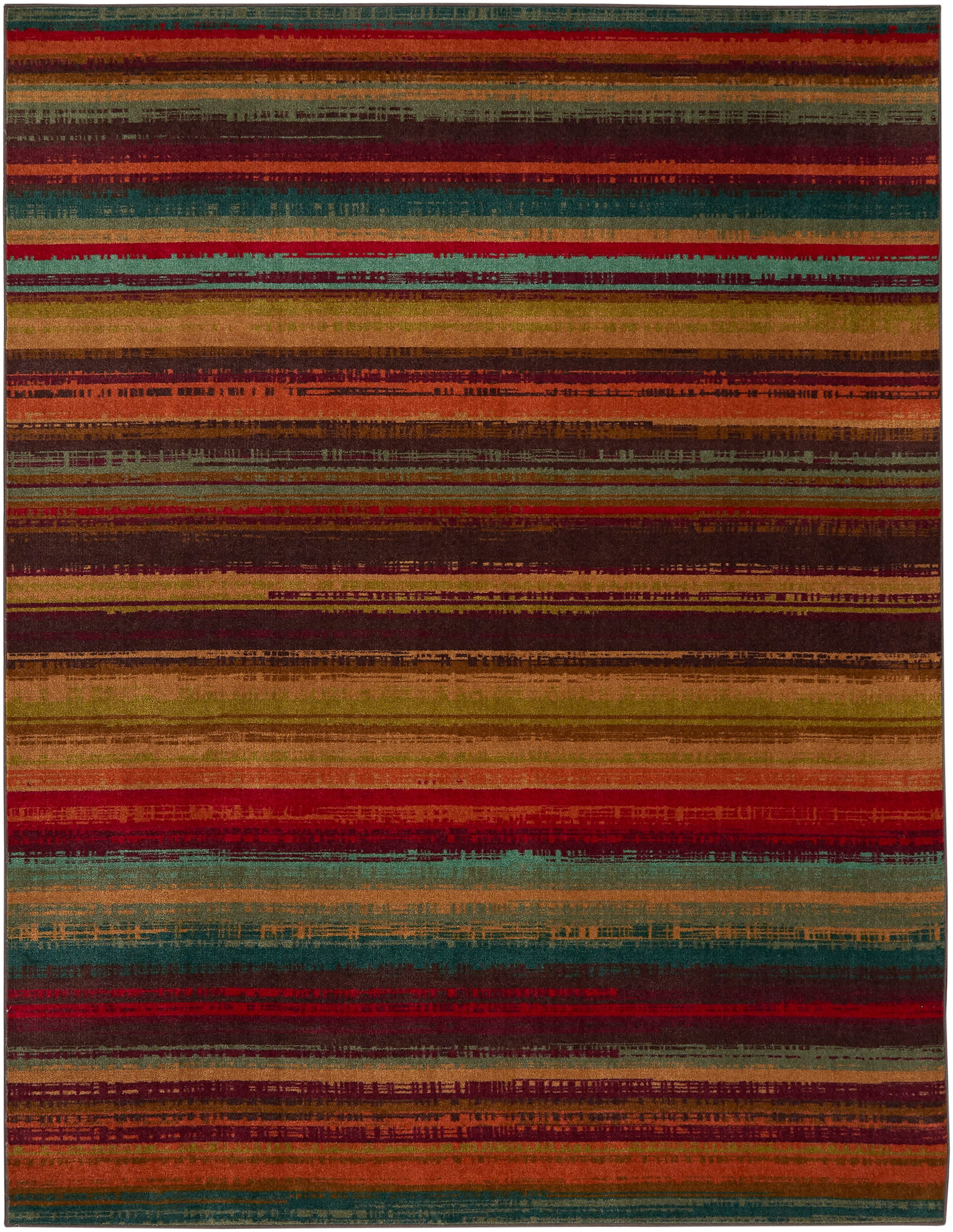 Large Multicolor Synthetic Tufted Stripe Area Rug