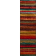 Mohawk Home Boho Stripe Multi Low Pile Non-Slip Stain/Fade Resistant Indoor Area Rug, 2 x 5