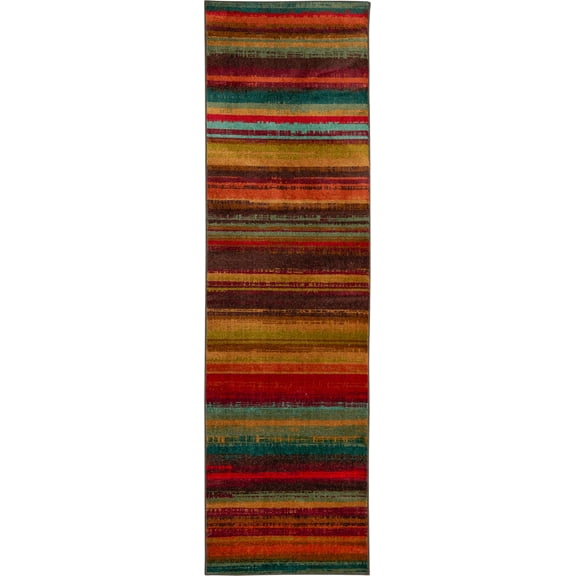 Mohawk Home Boho Stripe Multi Low Pile Non-Slip Stain/Fade Resistant Indoor Area Rug, 2' x 8'