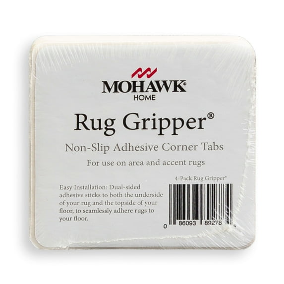 Mohawk Home Non- Slip Adhesive Foam Corner Gripper Rug Pad, 4 Piece Set, White, 4" x 4"