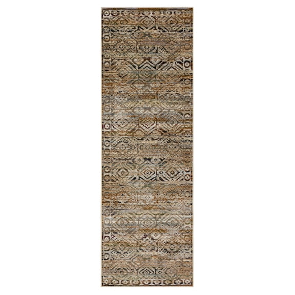 Mohawk Home Olivia Plush Pile Machine Woven Stain/Fade Resistant Fringed Abstract Indoor Area Rug , Southwest, 2' 6" x 7' 10"