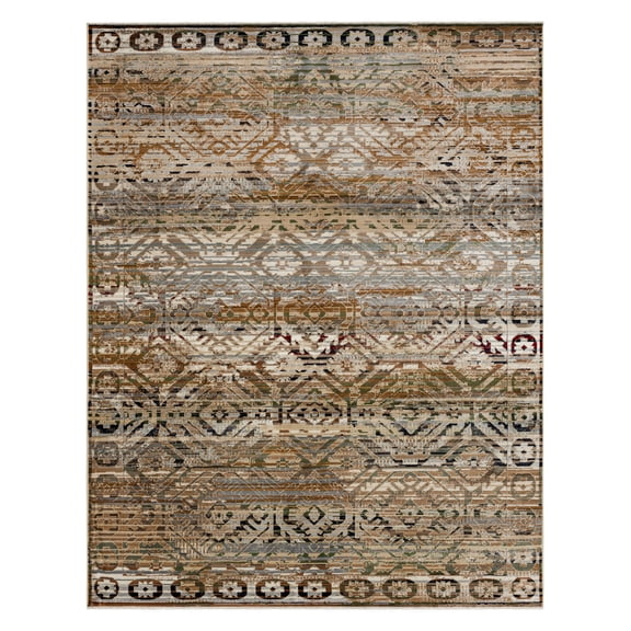Mohawk Home Olivia Plush Pile Machine Woven Stain/Fade Resistant Fringed Abstract Indoor Area Rug , Southwest, 7' 10" x 10' 1"