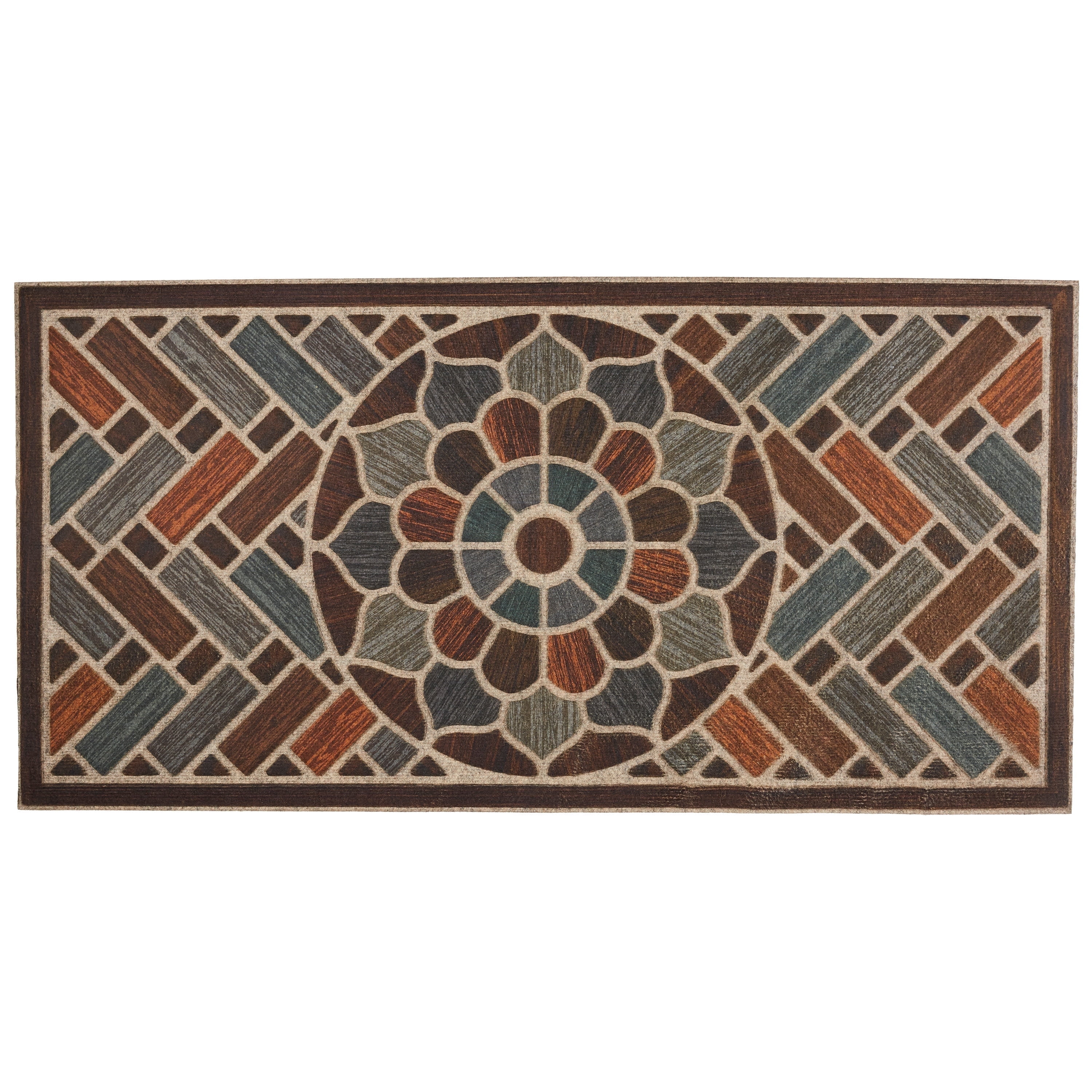 Ornamental Grain Multicolor Recycled Rubber Outdoor Doormat 25" x 49"