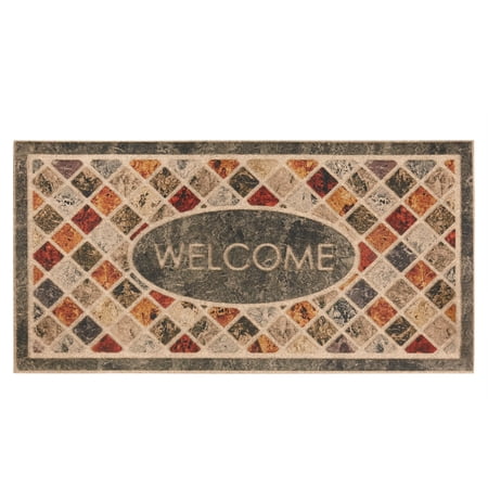 Mohawk Home Ornamental Entry Mat Ornamental Mineral Stone Mat Scatter, 2'x4', Grey & Orange