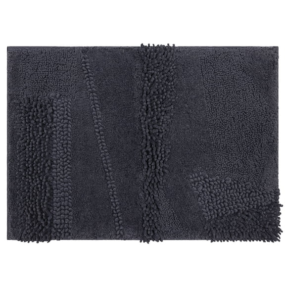 Mohawk Home Plush Cotton Fade/Stain Resistant Non-slip Machine Washable Bath Mat, Charcoal, 1' 5" x 2'