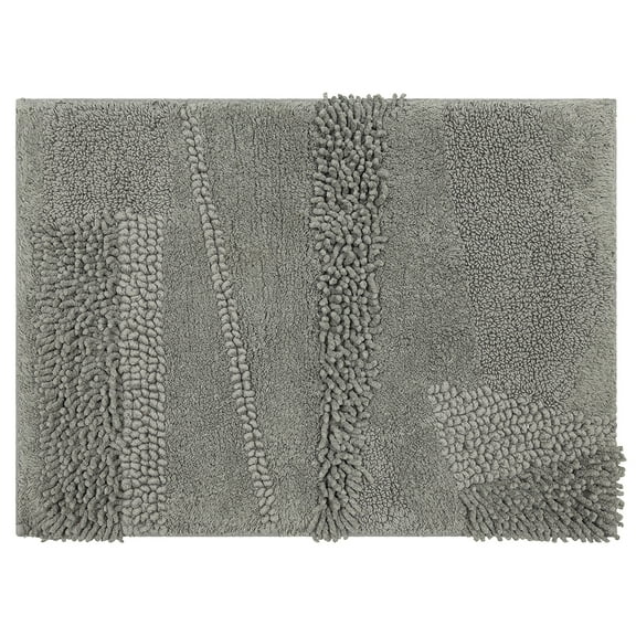 Mohawk Home Plush Cotton Fade/Stain Resistant Non-slip Machine Washable Bath Mat, Cool Grey, 2' 3" x 3' 9"