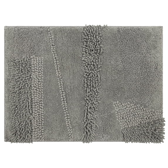 Mohawk Home Plush Cotton Fade/Stain Resistant Non-slip Machine Washable Bath Mat, Cool Grey, 2' x 5'