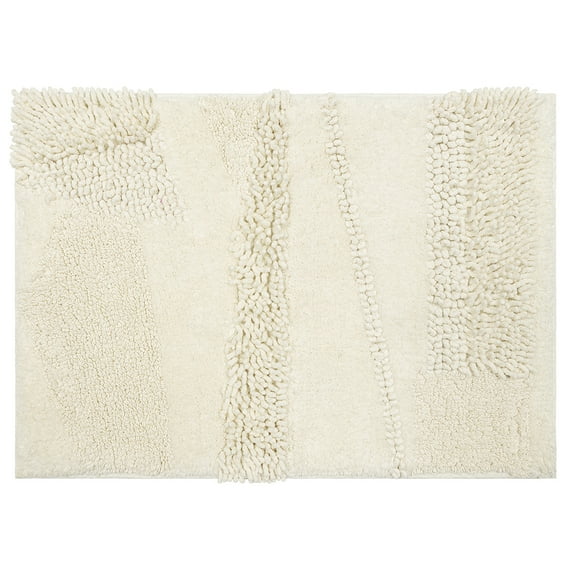 Mohawk Home Plush Cotton Fade/Stain Resistant Non-slip Machine Washable Bath Mat, Parchment, 2' 3" x 3' 9"