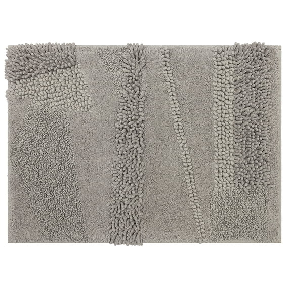 Mohawk Home Plush Cotton Fade/Stain Resistant Non-slip Machine Washable Bath Mat, Silver, 2' x 5'