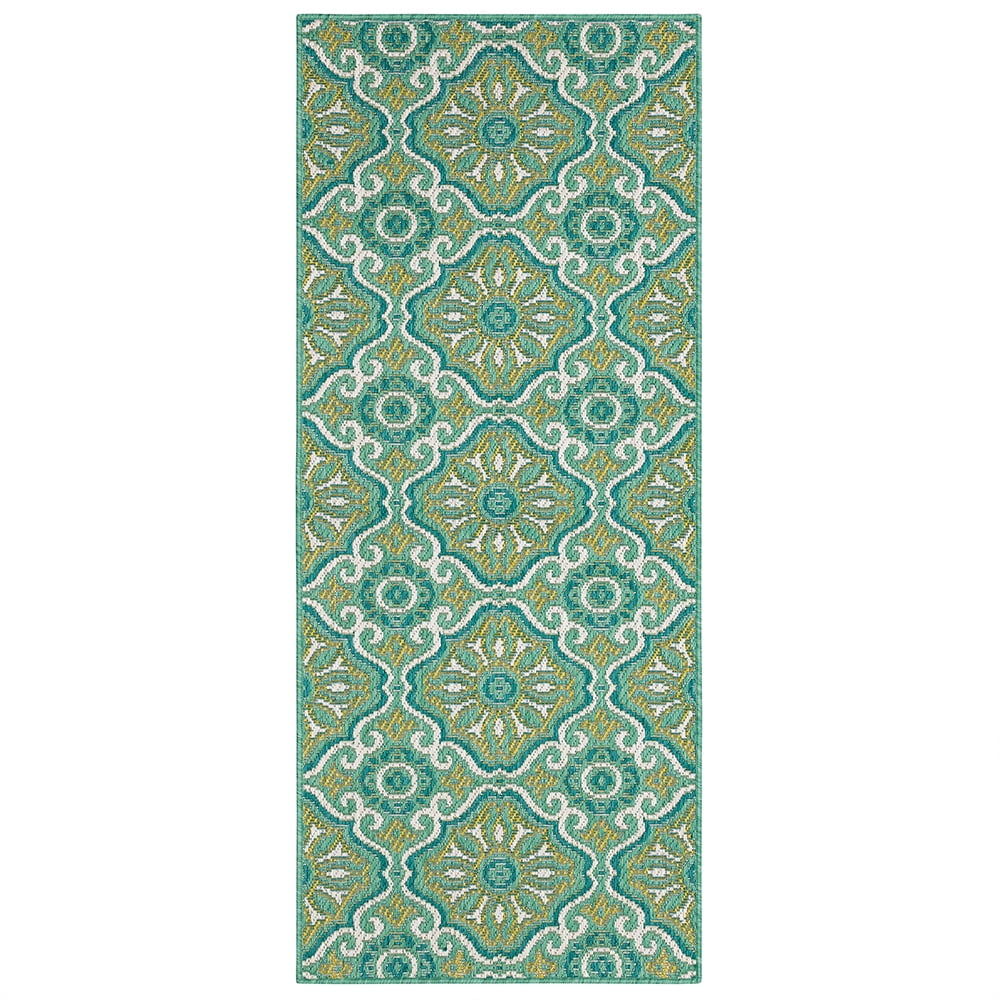 Mohawk Home Positano Outdoor Area Rug, Teal, 2' 6" x 6'