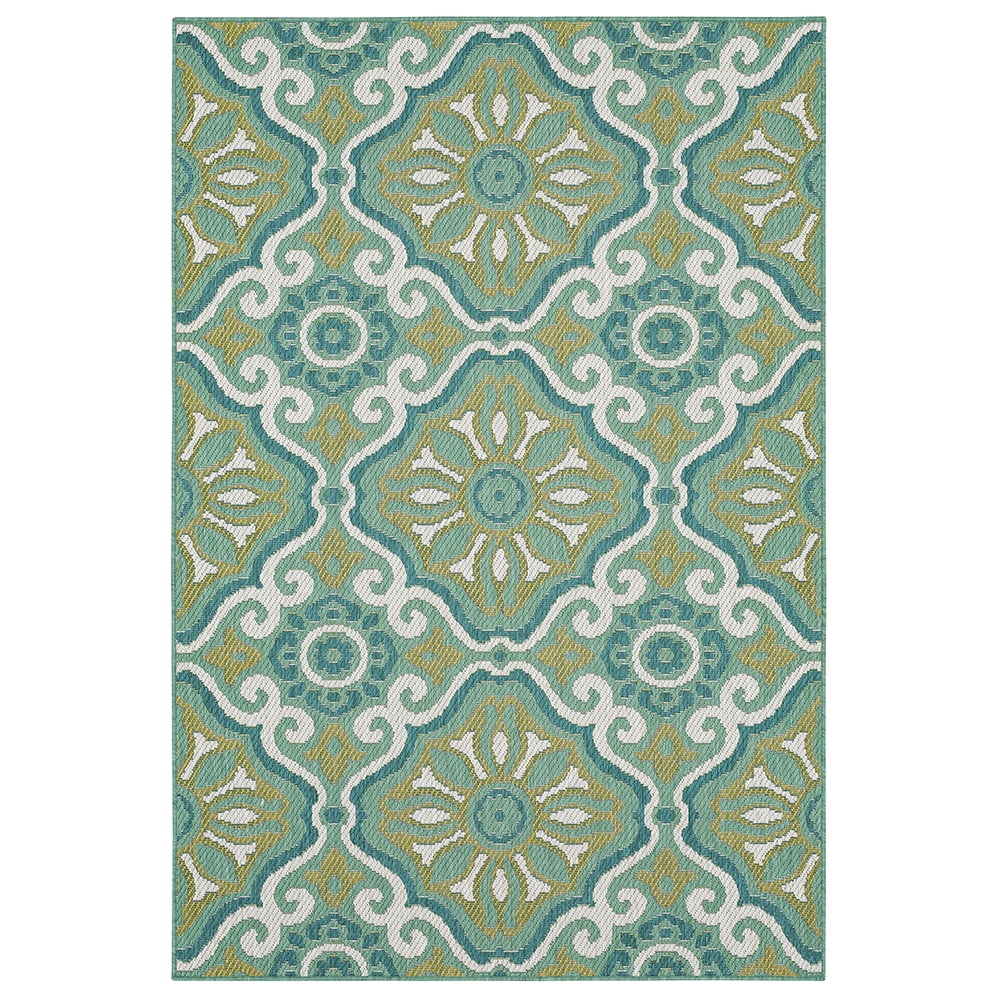 Mohawk Home Positano Outdoor Area Rug, Teal, 4' x 5' 6"