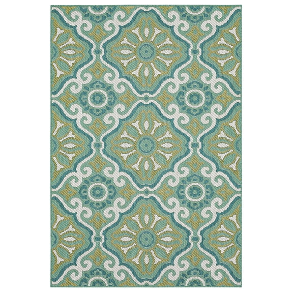 Mohawk Home Positano Outdoor Area Rug, Teal, 4' x 5' 6"