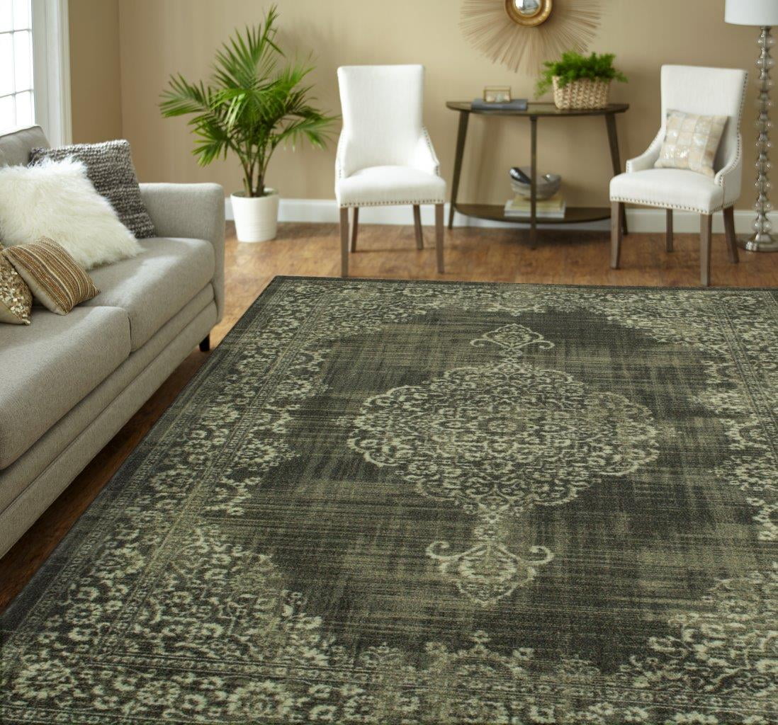 Mohawk Home Precision Printed Rug, Aria Charcoal, 5' x 7'