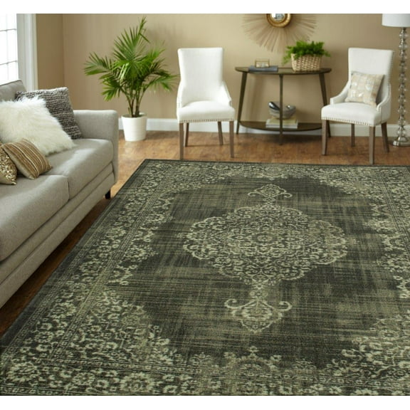Mohawk Home Precision Printed Rug, Aria Charcoal, 5' x 7'