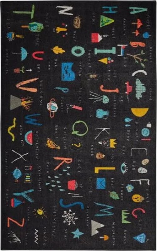 Mohawk Home Prismatic ABC Letters Black Contemporary Theme Kids ...