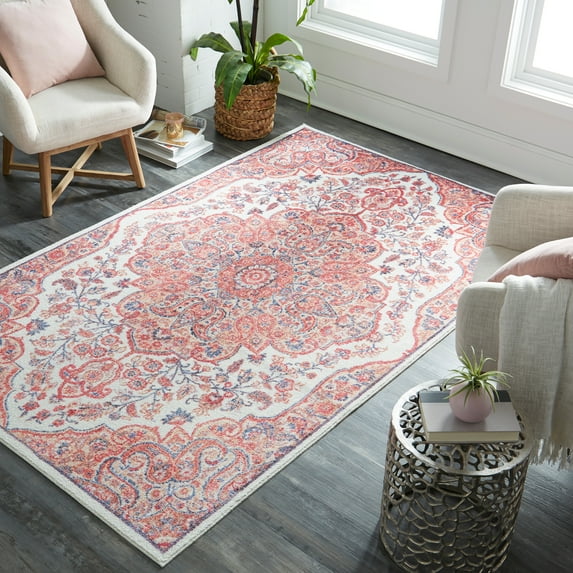 Mohawk Home Prismatic Athens Pink Transitional Ornamental Precision Printed Area Rug, 5'x8', Pink