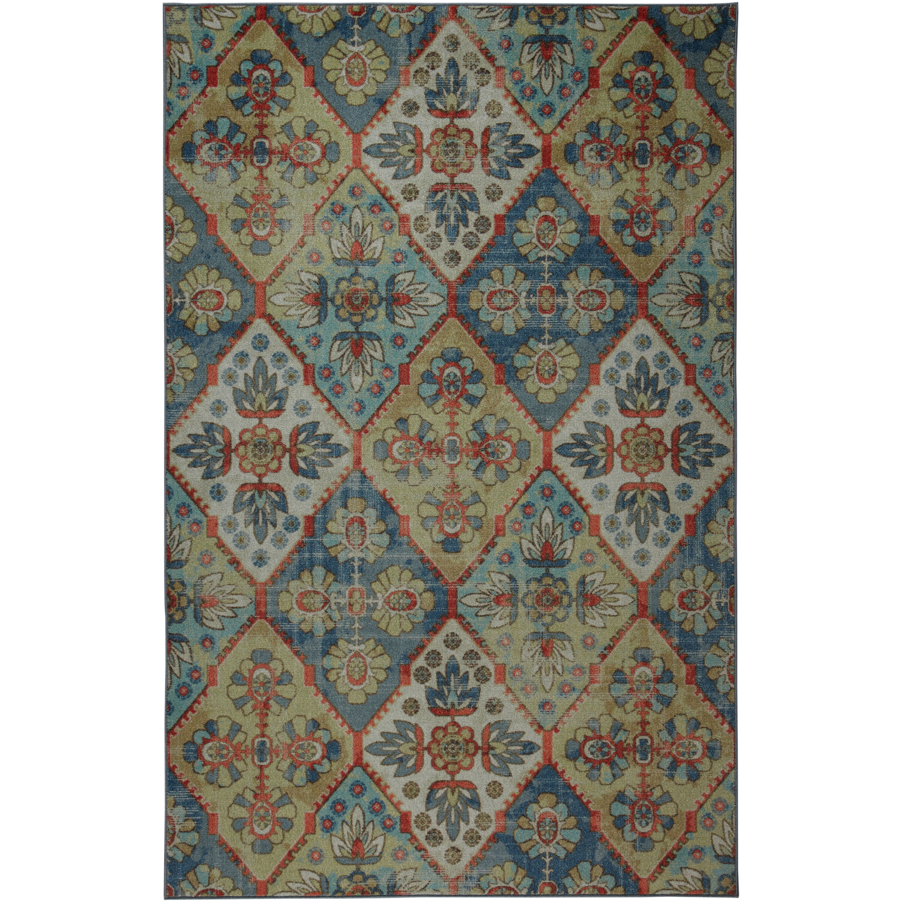 Mohawk Home Prismatic Birchford Blue Transitional Ornamental Medallion Precision Printed Area Rug, 10'x14', Blue
