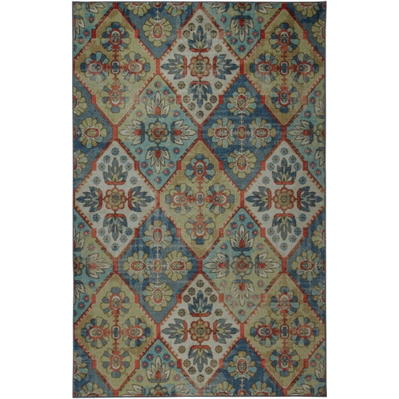Mohawk Home Prismatic Birchford Blue Transitional Ornamental Medallion Precision Printed Area Rug, 8'x10', Blue