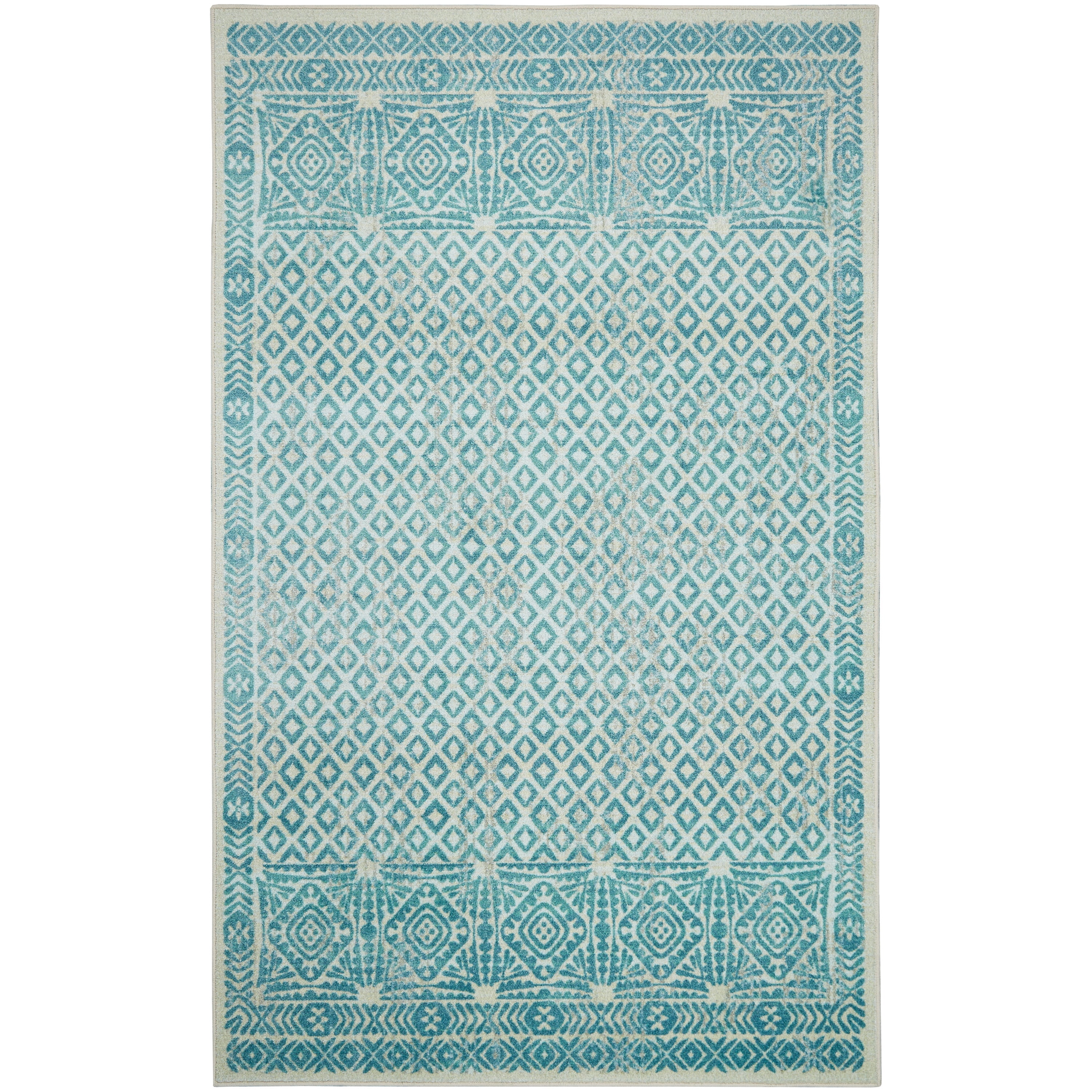 Mohawk Home Prismatic Caspian Teal Traditional Geometric Precision