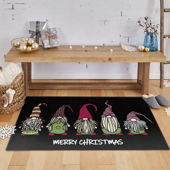 Mohawk Home Prismatic Christmas Gnomes Black Contemporary Theme Christmas Precision Printed Scatter, 2'6"x4'2", Black