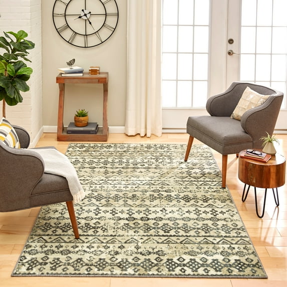 Mohawk Home Prismatic Circos Grey Transitional Ornamental Moroccan Precision Printed Area Rug, 8'x10', Grey