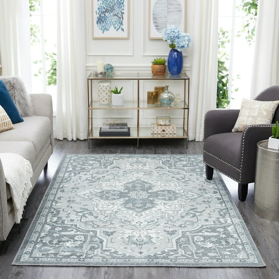 Mohawk Home Prismatic Emiko Gray Traditional Ornamental Heriz Precision Printed Area Rug, 2'x5', Grey