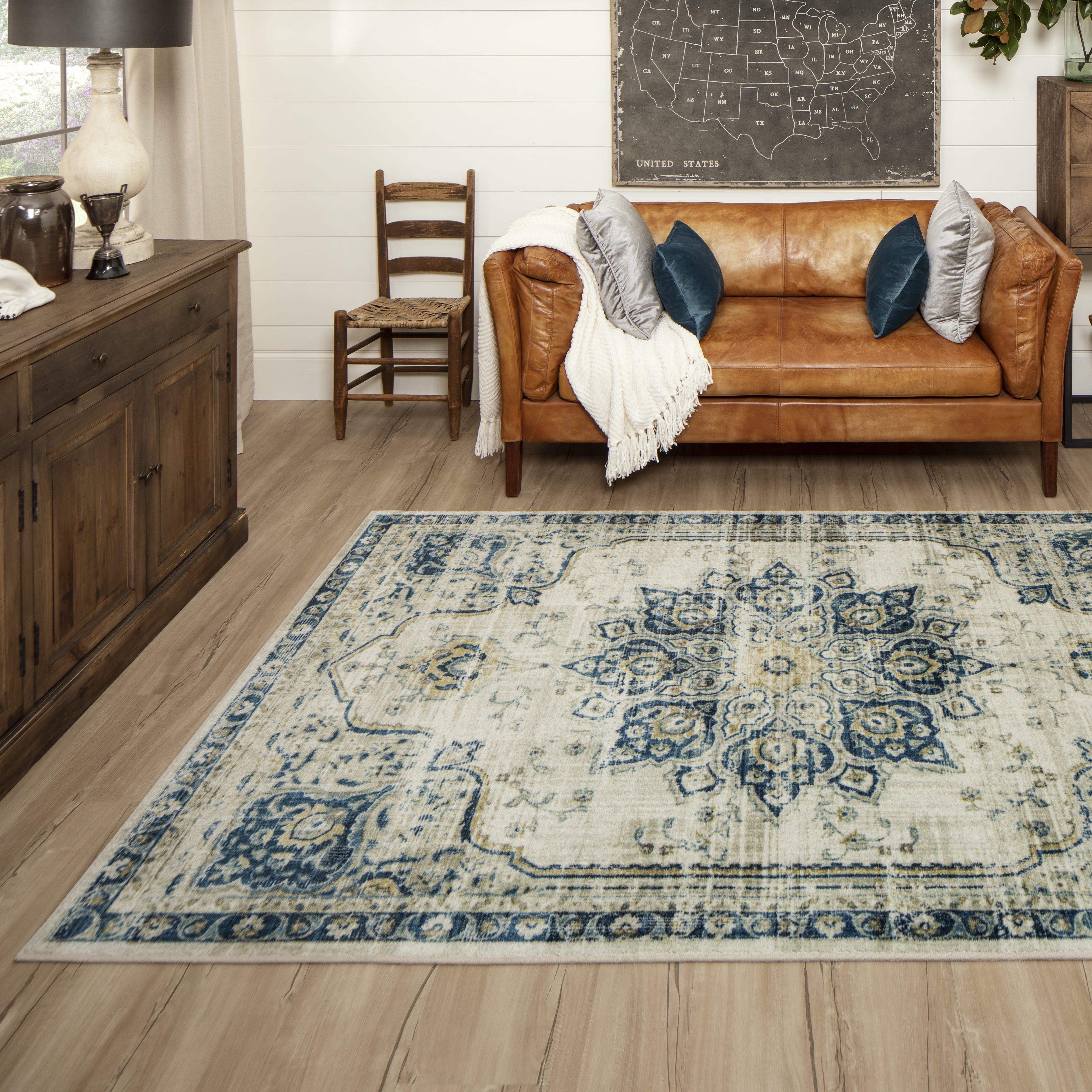 Mohawk Home Prismatic Empearal Navy Traditional Ornamental Oriental ...
