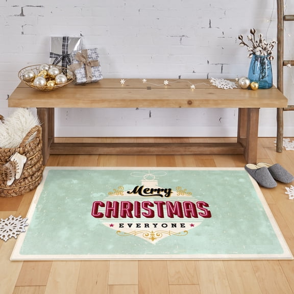 Mohawk Home Prismatic Everyone Christmas Light Blue Contemporary Theme Christmas Precision Printed Scatter, 2'6"x4'2", Blue