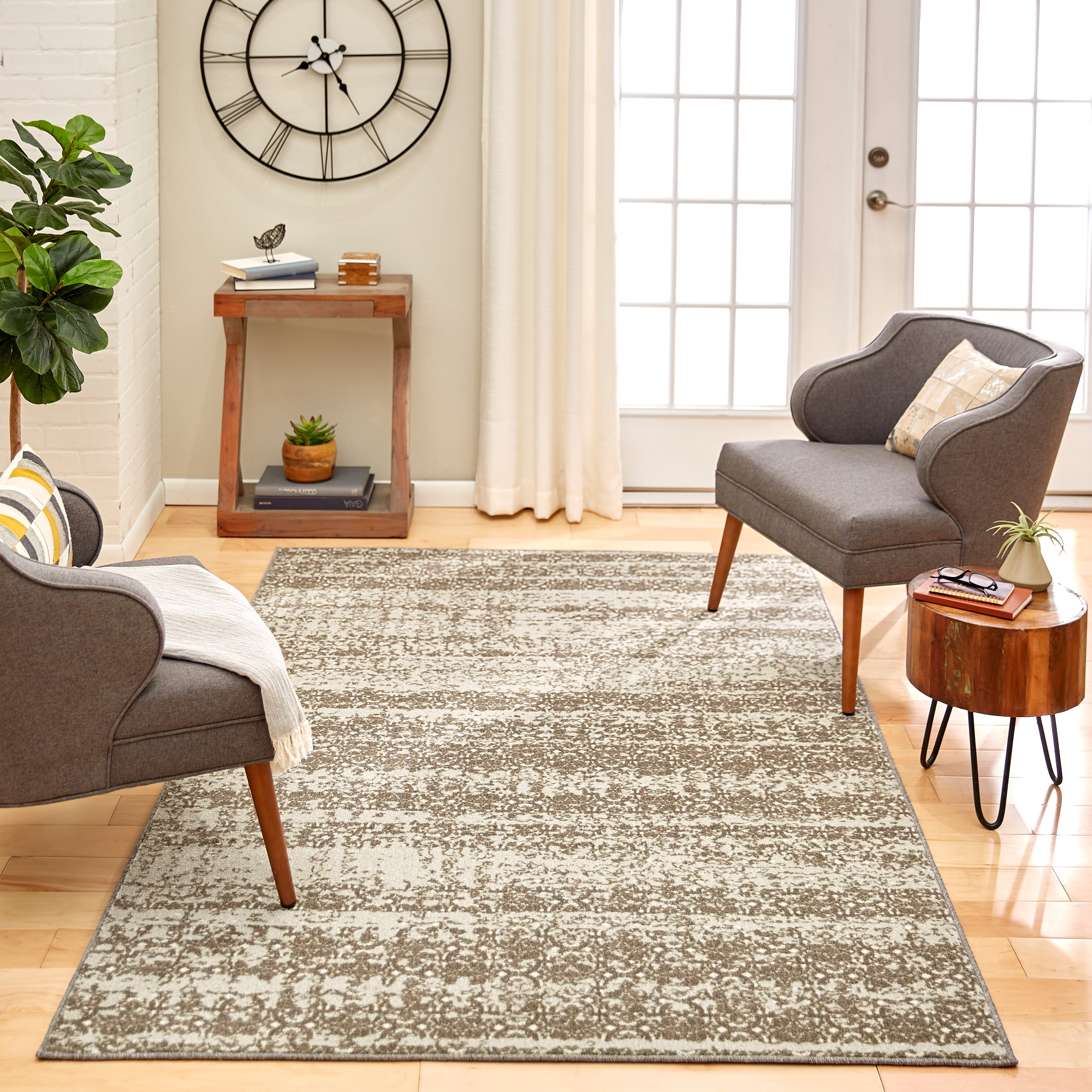 Mohawk Home Prismatic Gate City Grey Transitional Abstract Precision Printed Area Rug, 10'x14', Grey
