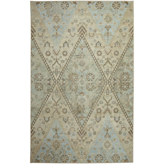 Mohawk Home Prismatic Glasgow Light Blue Contemporary Ornamental Moroccan Precision Printed Area Rug, 5'x8', Cream & Blue
