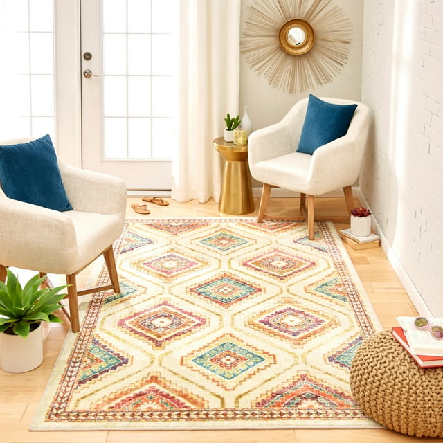Mohawk Home Prismatic Grove Gold Traditional Tribal Moroccan Precision Printed Area Rug, 8'x10', Gold & Purple