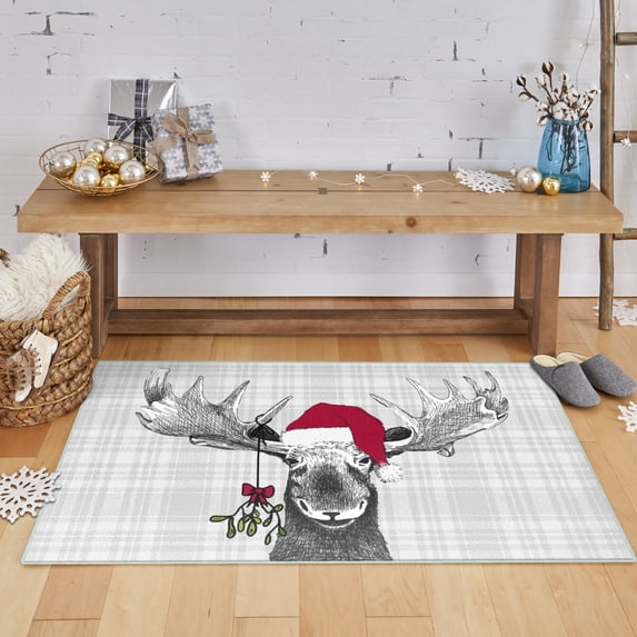 Mohawk Home Prismatic Holiday Moose Gray Contemporary Theme Christmas Precision Printed Scatter, 1'6"x2'6", Grey