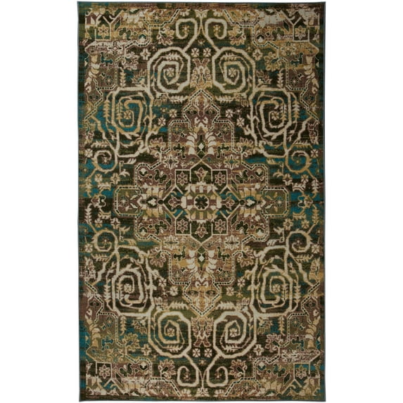 Mohawk Home Prismatic Horatio Brown Transitional Ornamental Oriental Precision Printed Area Rug, 10'x14', Brown & Teal
