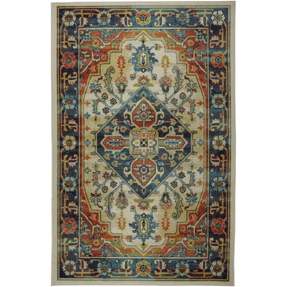 Mohawk Home Prismatic Klester Rust Traditional Ornamental Oriental Precision Printed Area Rug, 8'x10', Blue & Orange