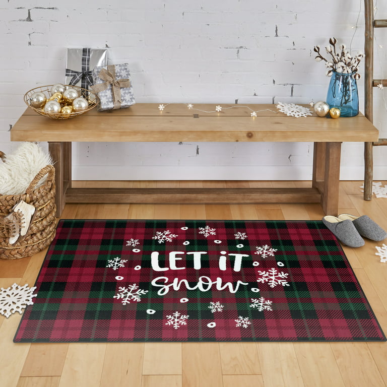 Red and Green Plaid Christmas Scatter Rug
