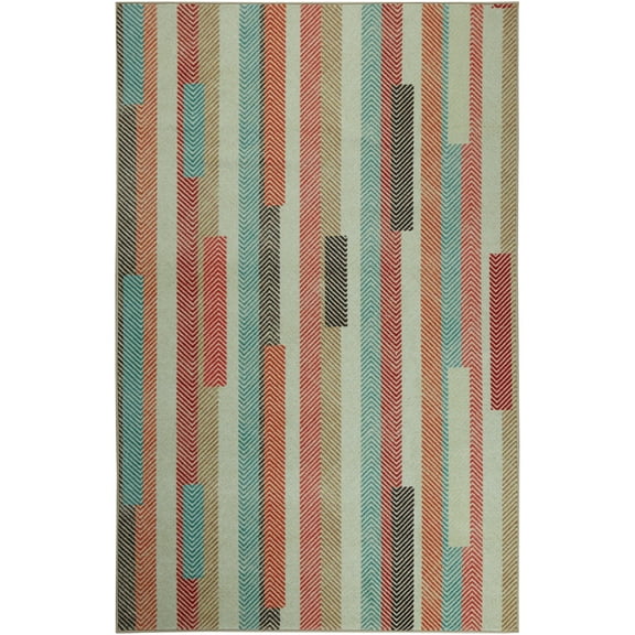Mohawk Home Prismatic Marco Stripe Multi Transitional Striped Precision Printed Area Rug, 10'x14', Orange & Red