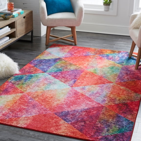 Mohawk Home Prismatic Remick Multi Transitional Geometric Precision Printed Area Rug, 8'x10', Pink & Orange