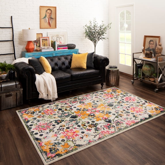 Mohawk Home Prismatic Sanborn Multi Transitional Ornamental Oriental Precision Printed Area Rug, 5'x8', Pink & Orange