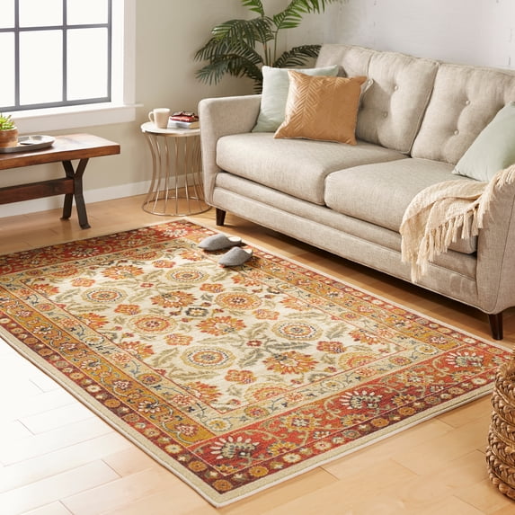 Mohawk Home Prismatic Scarlett Gold Traditional Ornamental Oriental Precision Printed Area Rug, 5'x8', Gold & Red