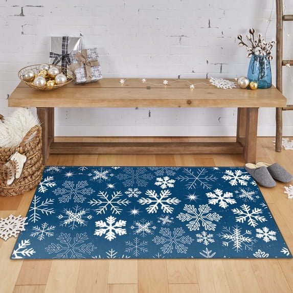 Mohawk Home Prismatic Snowflakes Blue Contemporary Theme Christmas Precision Printed Scatter, 2'6"x4'2", Blue