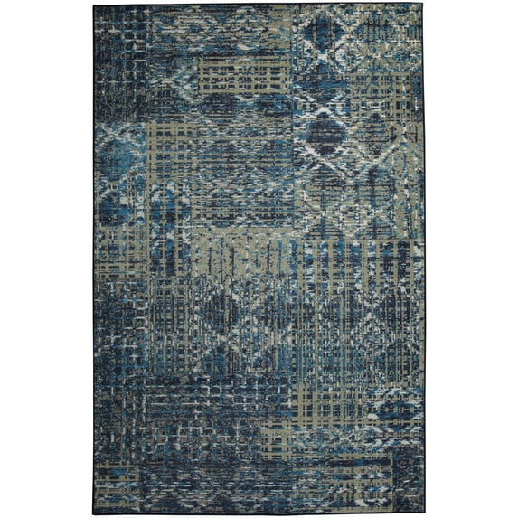 Mohawk Home Prismatic Sommerset Blue Transitional Patchwork Geometric Precision Printed Area Rug, 10'x14', Blue