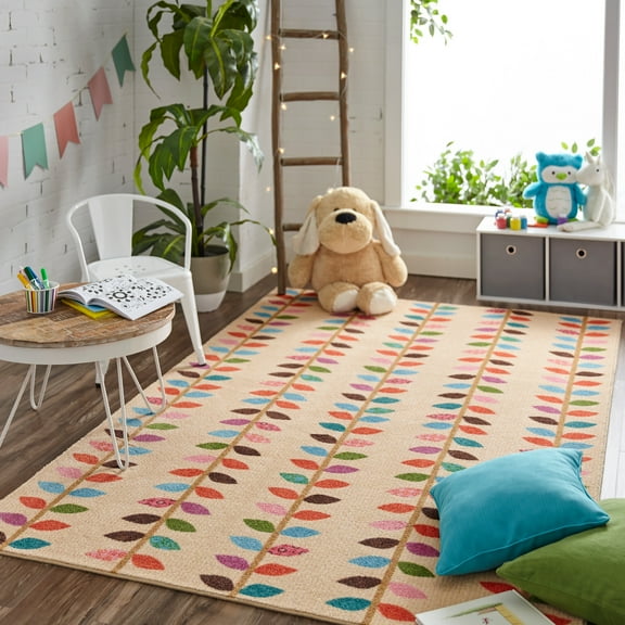 Mohawk Home Prismatic Vine Multi Transitional Floral Kids Precision Printed Area Rug, 8'x10', Pink
