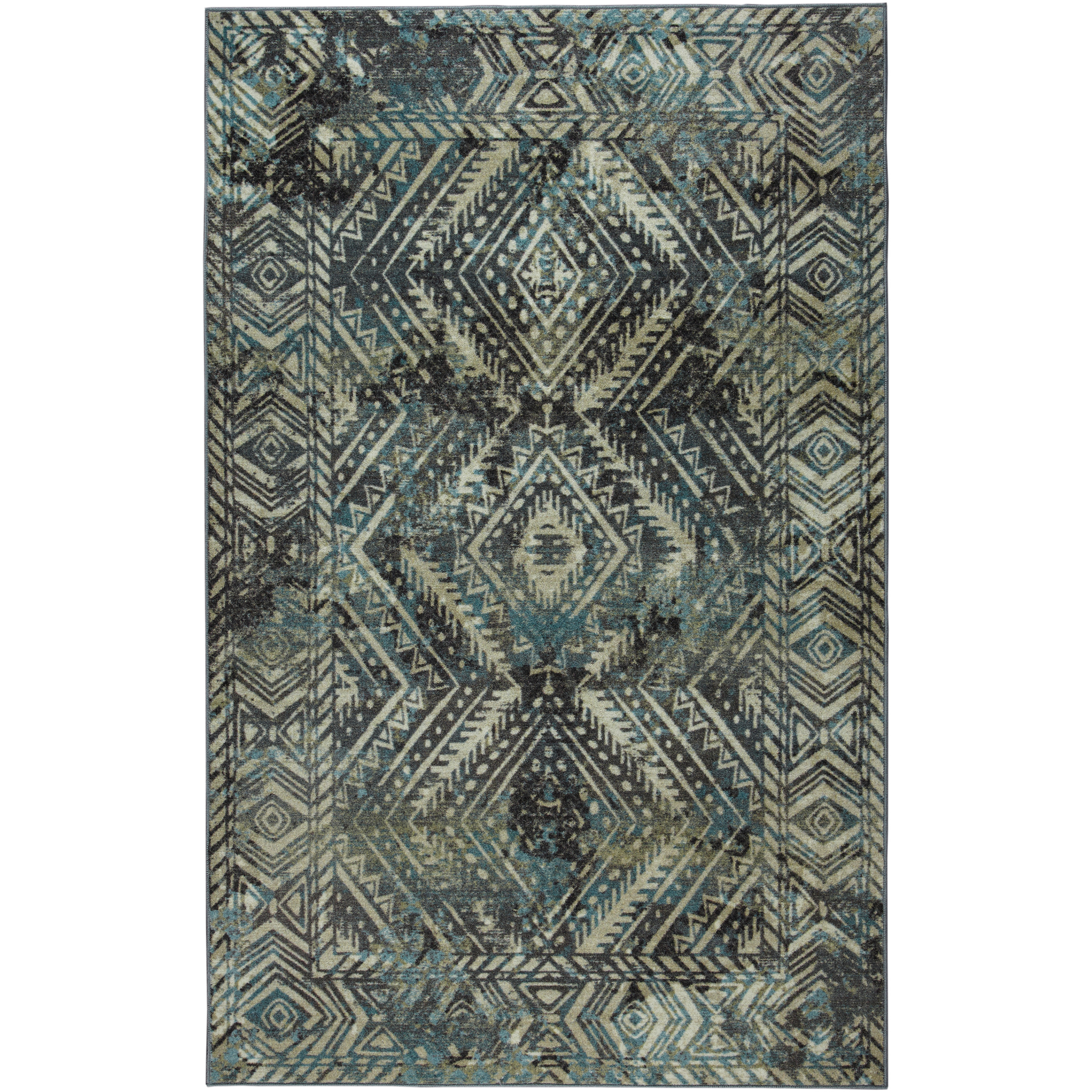 Mohawk Home Prismatic Welkis Grey Traditional Abstract Moroccan Precision Printed Area Rug, 8'x10', Blue & Grey