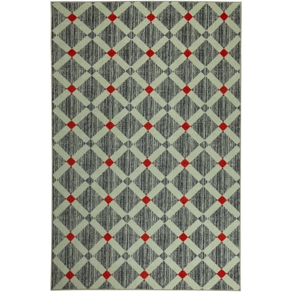 Mohawk Home Prismatic Wheaton Diamond Cream Transitional Geometric Precision Printed Area Rug, 8'x10', Grey & Red