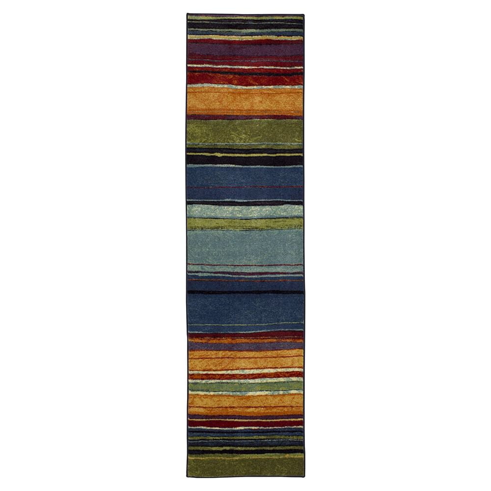 Multi-Color Synthetic Stripe Runner Rug, 2' x 5'