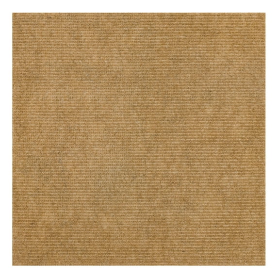 Mohawk Home Single Rib Stain/Fade Resistant All Weather Peel and Stick Indoor/Outdoor Carpet Tile, Tan, Pack of 10, 12" x 12: