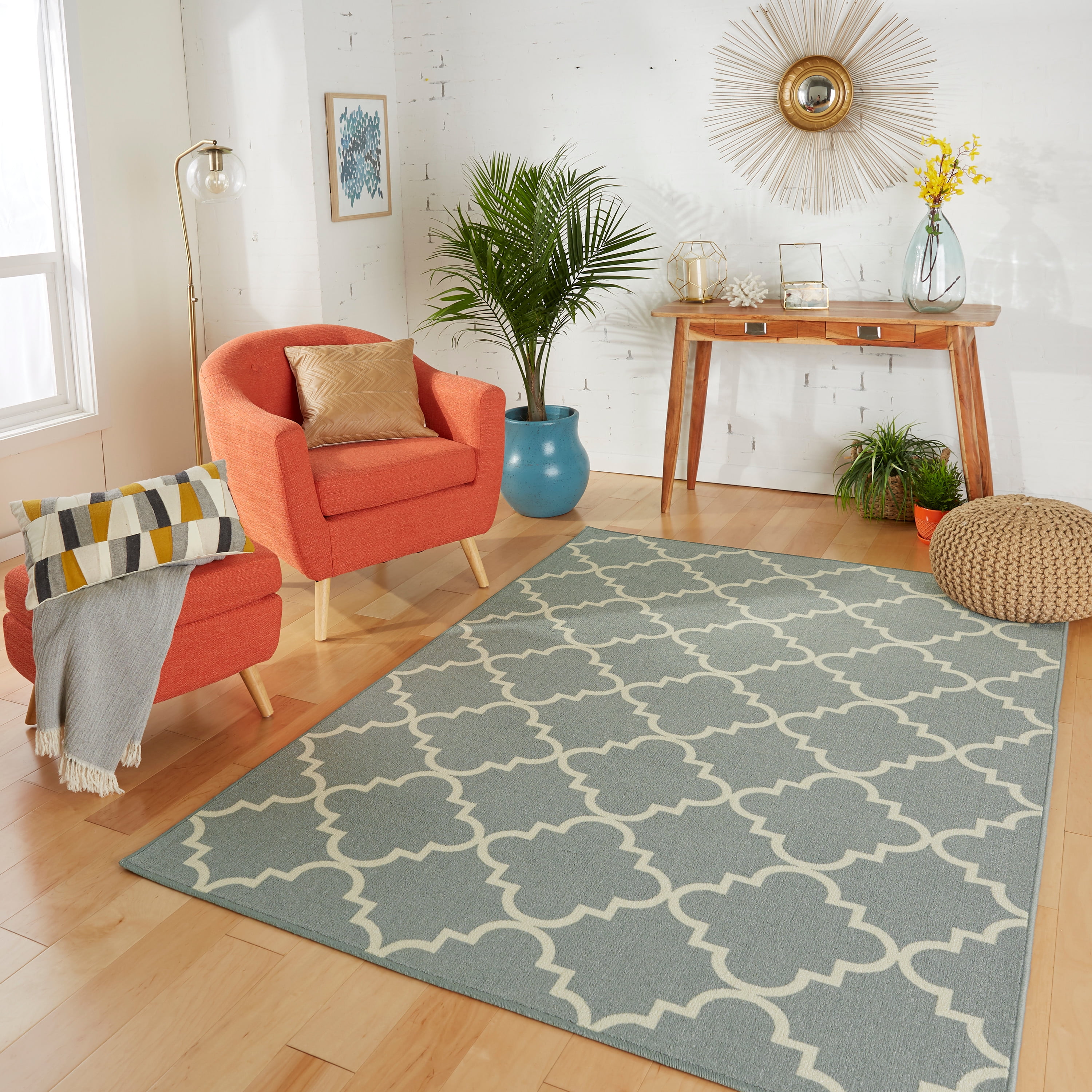 Mohawk Home Soho Fancy Trellis Faded Sky Printed Runner, 2'x8', Blue