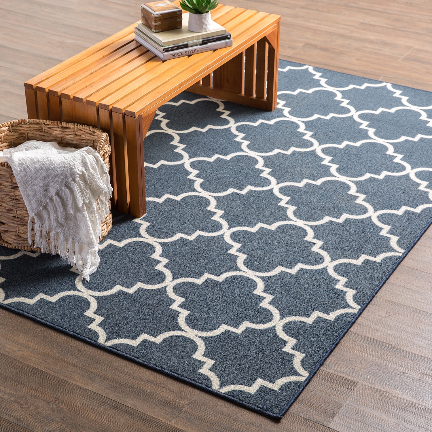 Mohawk Home Soho Fancy Trellis Navy Printed Area Rug, 10'x14', Navy