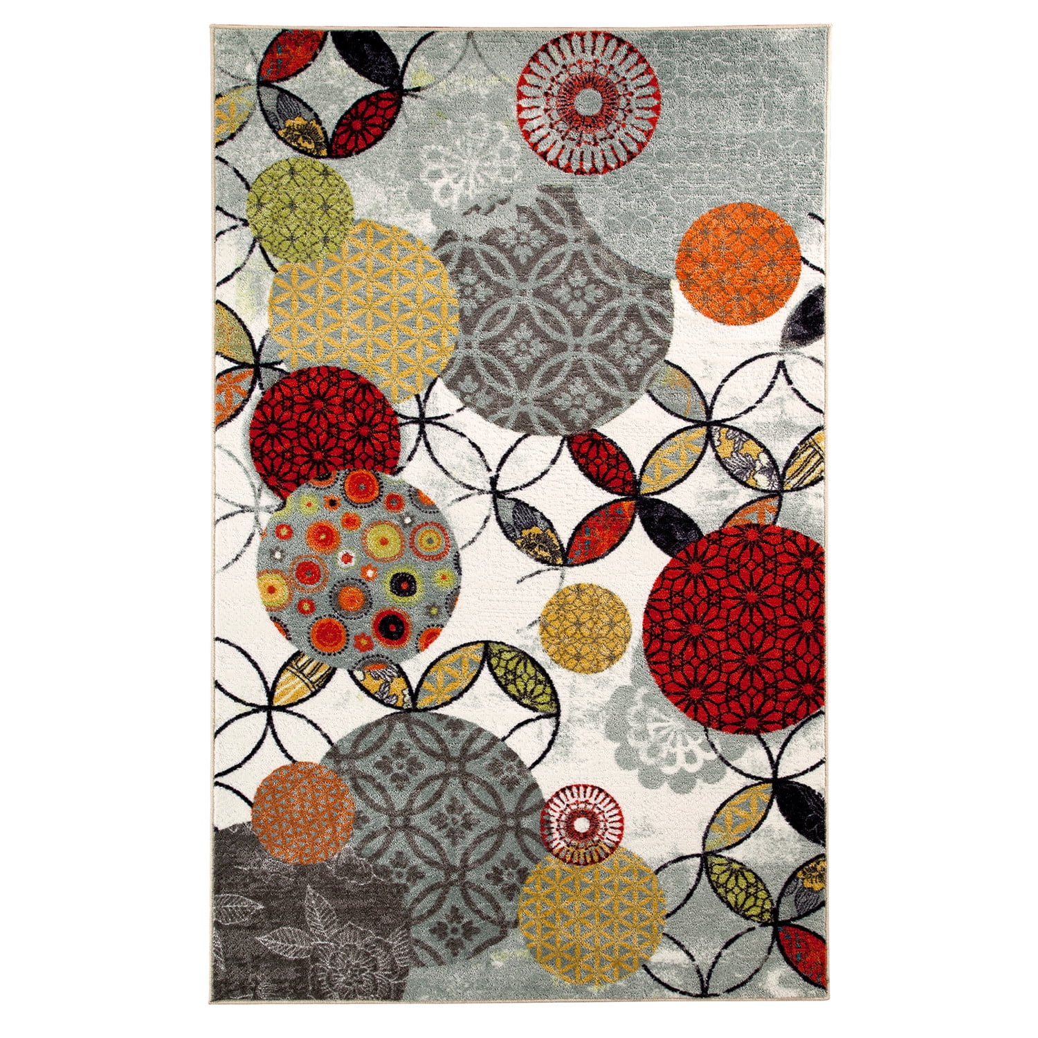 Mohawk Home Strata Give And Take Kaleidoscope Printed Area Rug, 5'x8', Grey & Orange