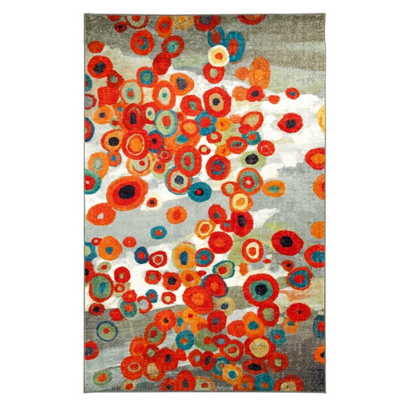 Mohawk Home Strata Tossed Floral Multi Printed Area Rug, 7'6"x10', Grey & Orange